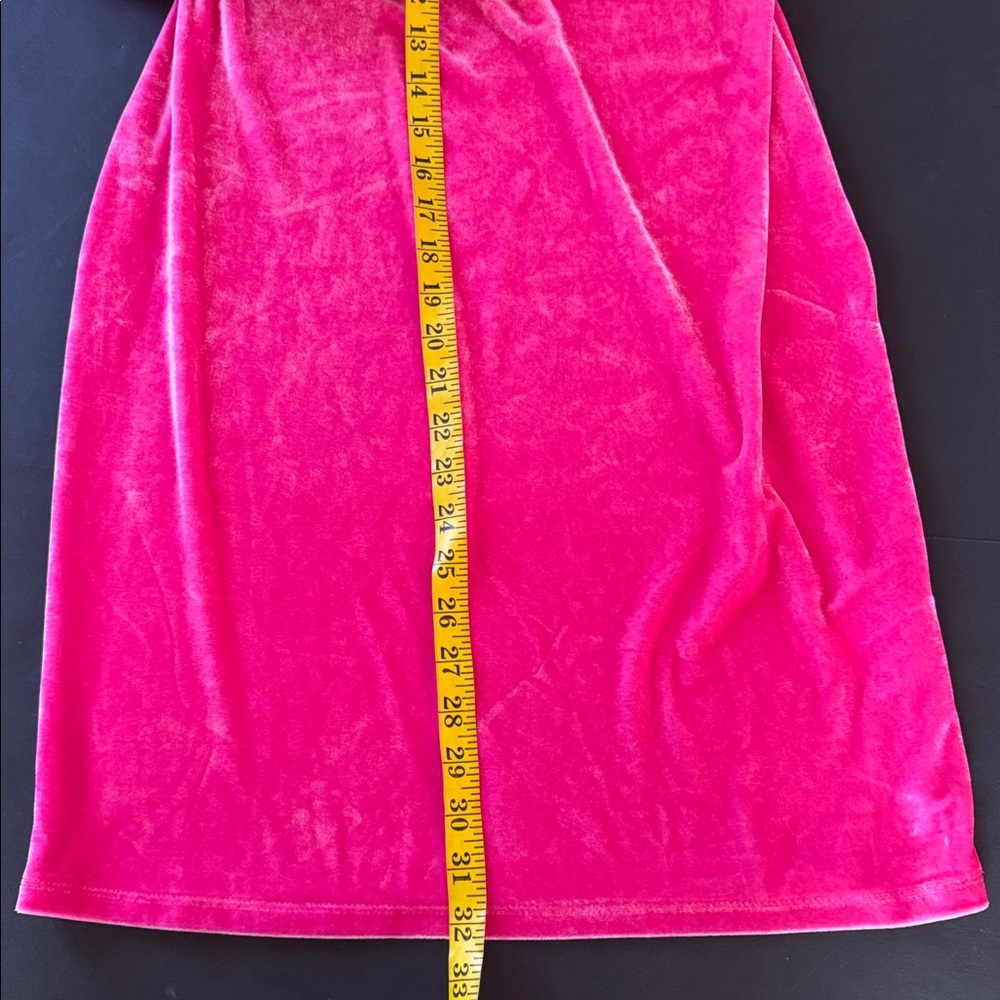 Pink Velvet Off Shoulder Abstract Dress - Picture 12 of 15